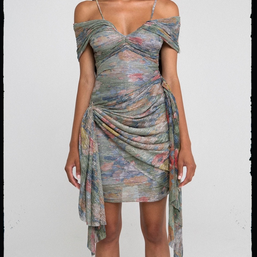 Elegant Multicolor Off-Shoulder Mini Dress